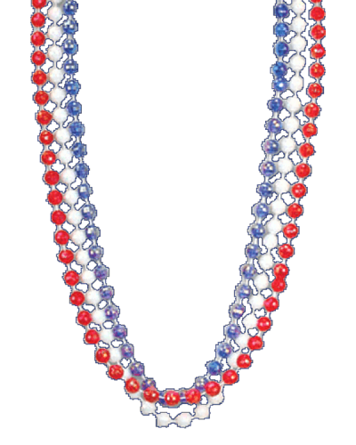 Red, White & Blue Throw Beads 33″ 1