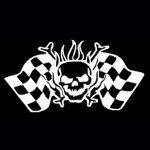 Skull Head w/Checkered Flags Decal