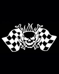 Skull Head w/Checkered Flags Decal