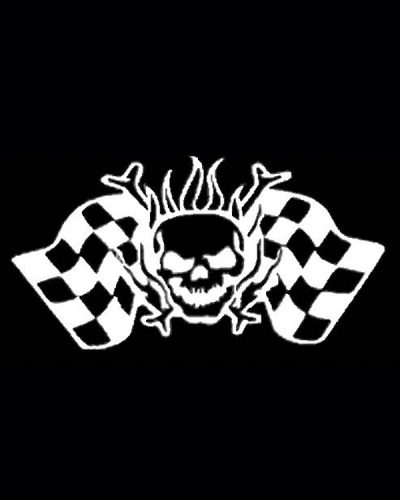 Skull Head w/Checkered Flags Decal 1