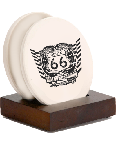 2RCH-WC 2pc Asorb Coaster Set route 66 600