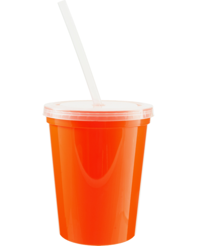 PR0450L Stadium Cup 16 w-lid-straw Orange 600