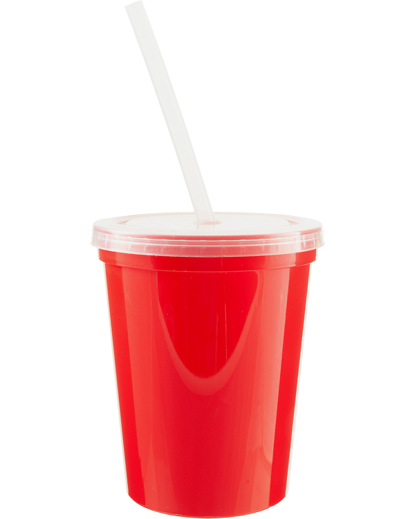 Plastic Stadium Cup w/ Lid & Straw 16oz. Race Track Wholesale