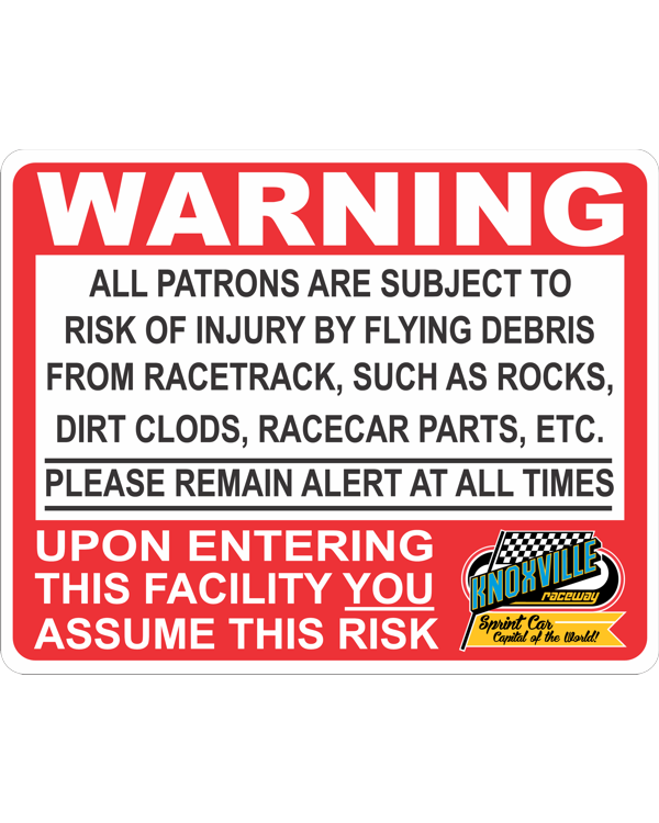 Metal Warning Debris Sign – Race Track Wholesale