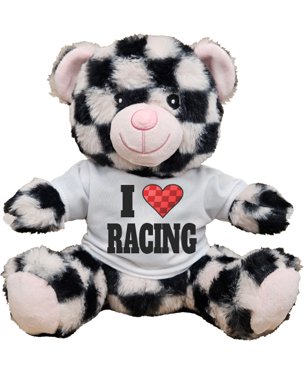 SO38-HR Pink-Blk Checkerd Plush Bear I Heart Racing 600 new